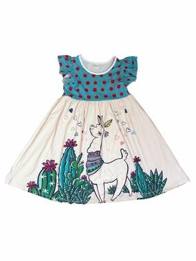 Penelope Plumm Llama Print Girls Dress
